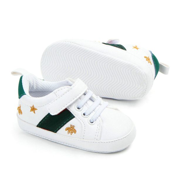 Baby Shoes Infant Boy Girl Crib Shoes Newborn Autumn White Shoes Heart Soft-soled Anti-skid Buckle Strap Prewalker Sneakers