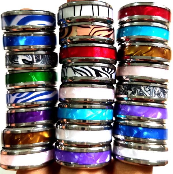 30pcs/lot Unique design Top Mixed Stainless Steel Shell Ring High Quality Comfort-fit Men Women Wedding Band Ring Hot Jewelry