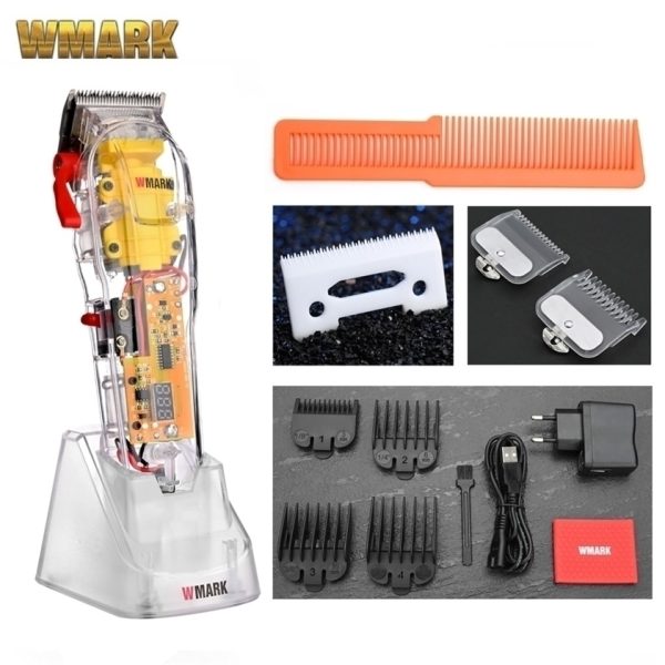 WMARK Model NG-108 Rechargeable Hair Cutting Machine Clippers Trimmer Transparent Cover White Or Red Base 7300rpm 220216