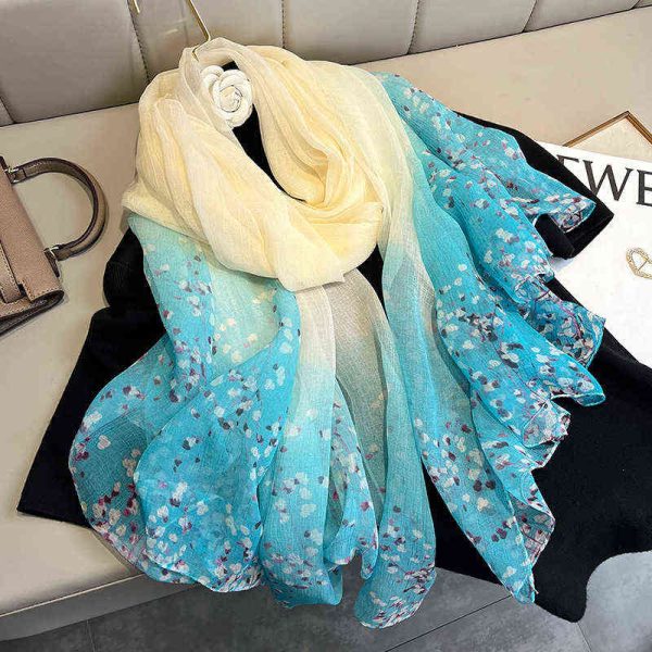 Women Scarf Summer Print Silk Scarves For Lady Shawls Wraps Oversize Female Hijabs Pashmina Foulard Bandana Neck Hijabs Scarfs Y220228