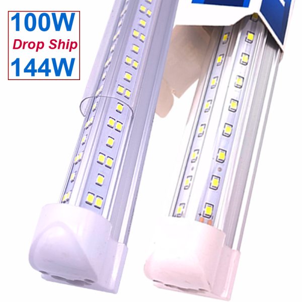 V-Shaped Integrate T8 LED Tube 2400MM 4 5 6 8 Ft Feet Fluorescent Lamp 8Ft 4Ft LED Light Tubes Cooler Door Lighting Ultra Bright Daylight 6500K Shop Lights