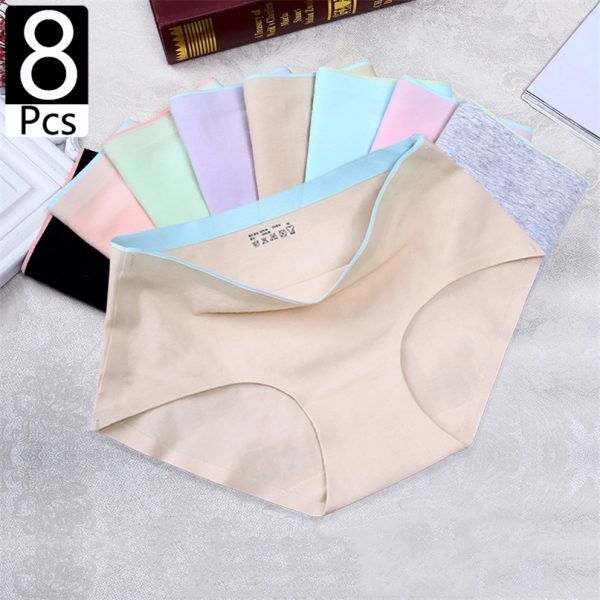 6/8Pcs women pants sexy Women's cotton panties Briefs seamless Breathable Lingerie Solid color woman shorts 220426