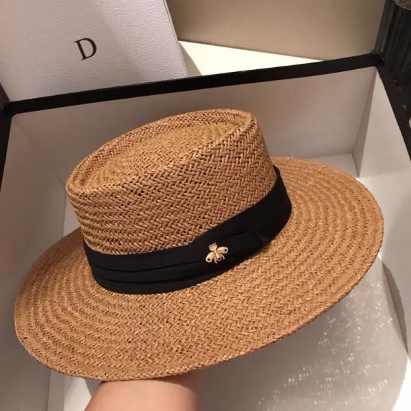 Wide Brim Hats Handmade Straw Beach Hat For Women Summer Holiday Panama Cap Fashion Concave Flat Sun Protection Visor