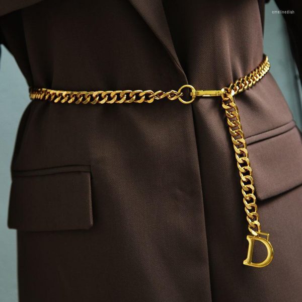 Belts Punk Chain Belt Circle Ladies Alloy For Women Metal Female Waistband Dresses Korean Fashion Waist StrapBelts Emel22