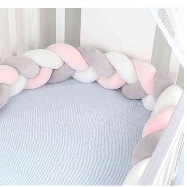 1M/2M/3M Baby Bumper Bed Braid Knot Pillow Cushion Bumper Room Decor Infant Bebe Crib Protector Cot Bumper AA220326