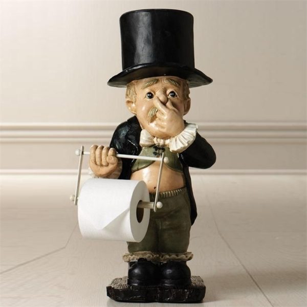 Toilet Paper Holders Butler with Roll Holder Resin Ornament for Bathroom Super Cute In Stock 220924