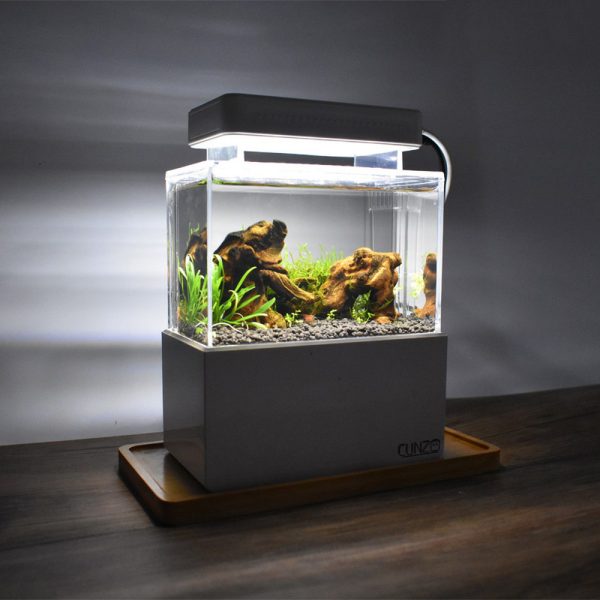 Aquariums Mini Betta Fish Tank Desktop Marine Aquaponic Aquarium Fishes Bowl With Water Fliter LED Light USB Air Pump Portable Decorations 2201007