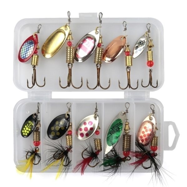 Baits Lures 10pcsSet Metal Spoon Spinner Fishing Lure bait Crankbaits Wobblers for Pike Crochet Kit Artificial Bait 221101