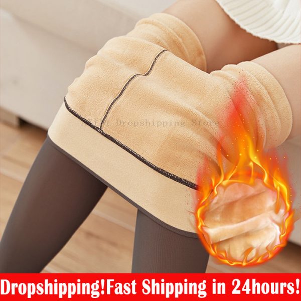 Womens Leggings Winter Women Pantyhose Skin Effect Thermal Stockings Woman Translucent Plush Sock Pants High Waist Fleece Lined Tights 221122