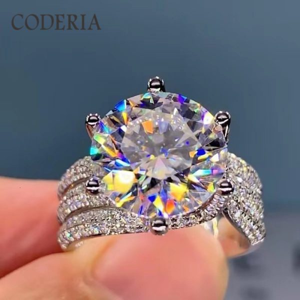 Wedding Rings Real Mossanite D Color Classic 6 Claw 5 Carat 18K White Gold 925 Sterling Silver Full Diamond Marriage Woman Ring 230303