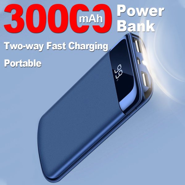 Two-way Fast Charging Power Bank 30000mAh Digital Display Portable External Battery with Flashlight For Samsung iPhone Xiaomi