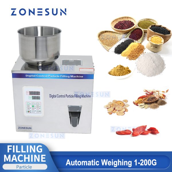 ZONESUN 1-200G Particle Tea Filling Machine Candy Nut Food Packing Automatic Powder Tea Surge Coffee Filler