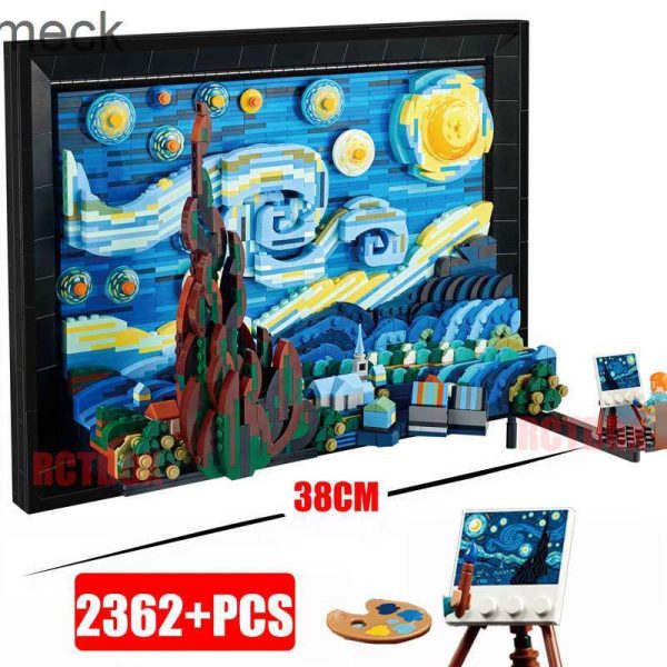 Blocks Compatible 21333 Vincent Van Gogh The Starry Night Building Blocks Art Painting Bricks Moc Ideas Home Decorae Education Toy Gift S241301