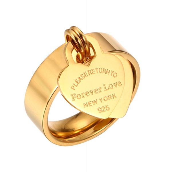 Wedding Rings Rose Gold Plating Girl Women Ring Stainless Steel Charm Finger Sweet Heart Trendy Female Jewelry Gift Multi-sizeWedding