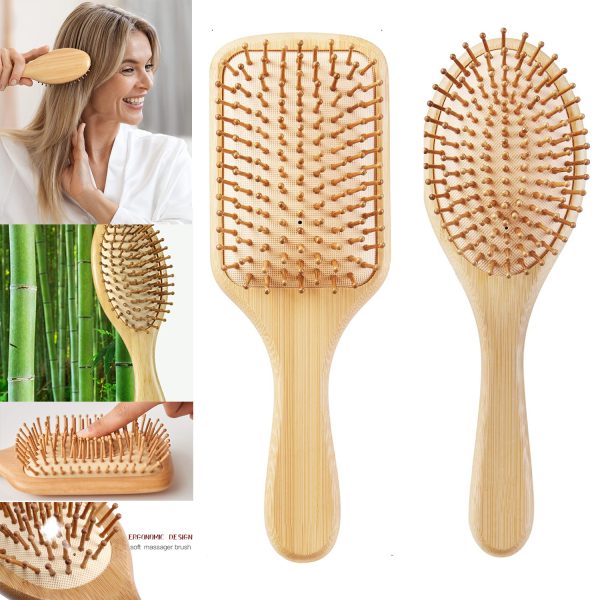 Wooden Bamboo Hair Comb Healthy Paddle Brush Hair Massage Brush Hairbrush Comb Scalp Hair Care Healthy Combs Styler Styling Tool