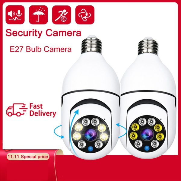 WiFi 360 Panoramic Bulb Camera 1080P Surveillance Camera Wireless Home Security Cameras Night Vision Two Way Audio Smart Motion Detection