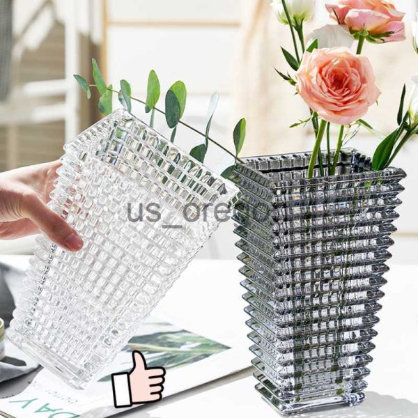 Vases Bright Glass Vase Home Decorations Bright Crystal Glass Vase Dried Flowers Desktop Decoration Decorative Utensils x0630