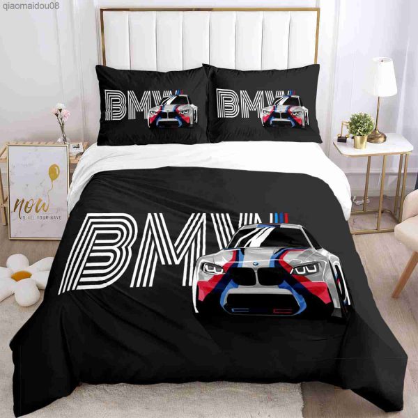 B-BMW Pattern Quilt Cover case Bedding Three Piece Set Multi Size Comforter Set Duvet Cover Bedding Sets L230704