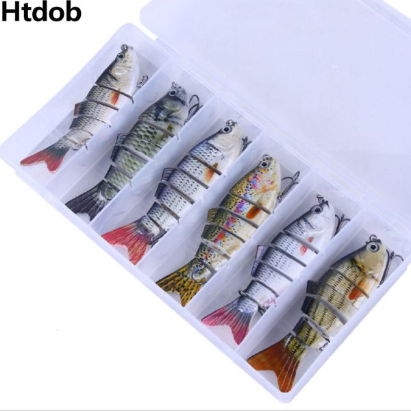 Baits Lures 6 Piecesset Fishing Set With Box Multi Segments Jointed Hard Bait Wobblers Swimbait Crankbait Swim Bass For Pike Sinking 230802