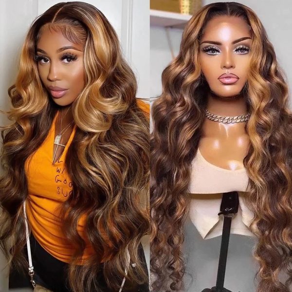 180%density Highlight Wig Human Hair Body Wave Lace Front Wigs for Woman Human Hair 360 Full Lace Frontal Wig Ombre Blonde Lace Front Wigs