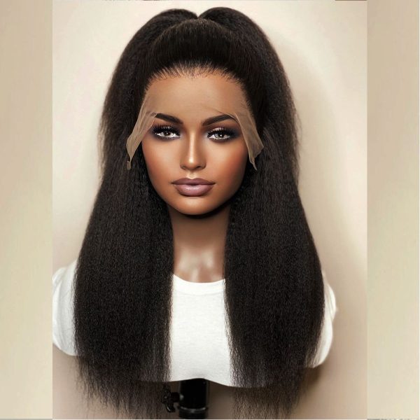 250 Density HD Transparent Lace Kinky Straight Wig Yaki Simulation Human Hair Wigs For Women Brazilian Lace Front Wig With Baby Hair