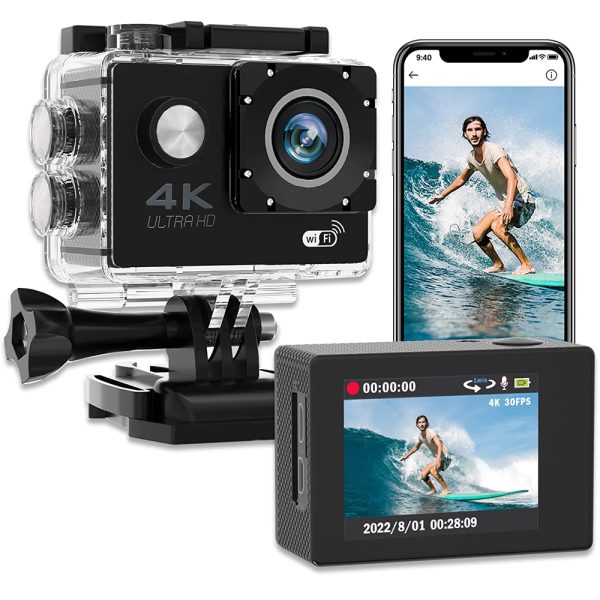 Weatherproof Cameras Action Camera 4K 30FPS WiFi Ultra HD Underwater Wide Angle Degree lens 98FT Waterproof sports DV Video Recording l230823