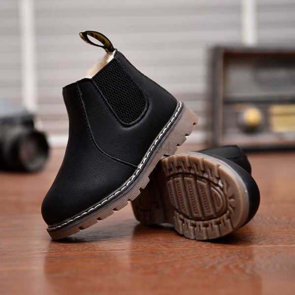 Boots Casual Children Boots Winter Fashion Leather Kids Martin Boots Toddler Boys Shoes Print Girls Snow Boots Plush Warm Gilr Shoes y241008