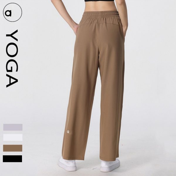 A08 Yoga Wear Womens Jogging Pants Ready to Pull Rope Stretchy Loose Wide Leg Outerwear High Waist Breathable Running Straight Leg Pants