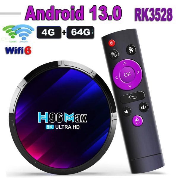 2023 Android 13 TV BOX H96 MAX RK3528 Dual Wifi 2.4G 5G 8K HDR Media Player AV1 Wifi6 3D BT5.0 4GB64GB Smart Set Top Box H96max