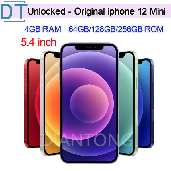 100% Original Refurbished Apple iPhone 12 mini 5G Cell Phone 64G/128GB/256GB 5.4''inch Screen Dual 12MP Unlocked Mobile phone,A+Excellent Condition