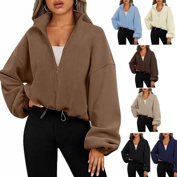 Women's Jackets Autumn Winter Fleece Jacket Coat Women Plush Zipper Ladies Stand Collar Loose For