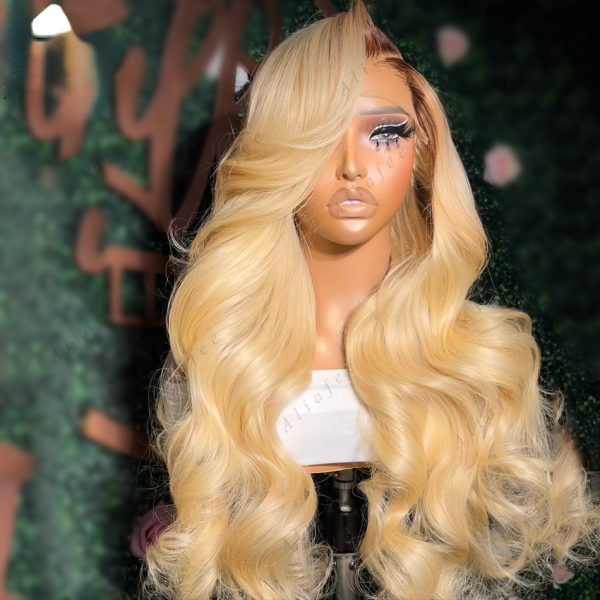 613 HD Lace Frontal Wig Human Hair Wigs Brown Root ombre Blonde Brazilian Virgin 13x4 Glueless Body Wave Synthetic Closure Wigs for Women