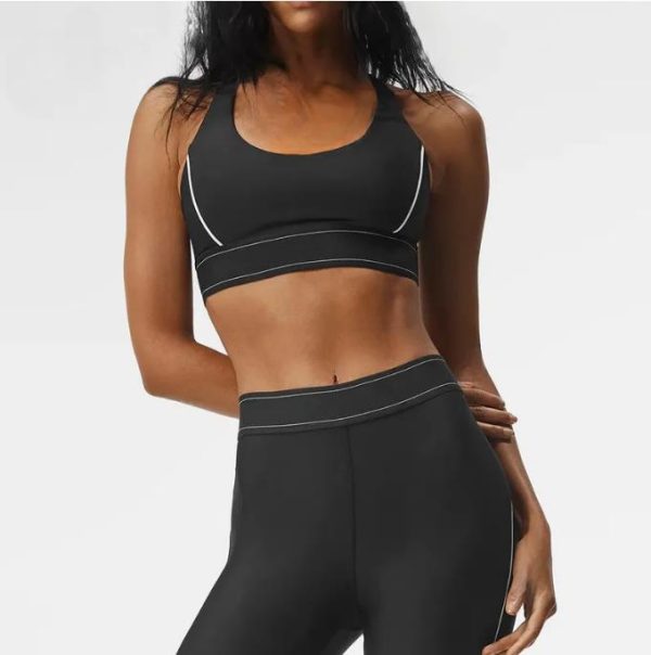 Women Adjustable Shoulder Strap Sports Bra Elastic Waist Training Yoga Pants Women Activewear Set