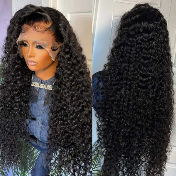 250% 40 Inch Deep Wave Lace Front Human Hair Wigs Brazilian Loose Curly 13x4 Lace Frontal Glueless Wig For Women Synthetic Cosplay