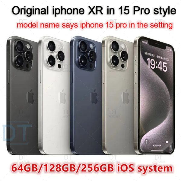 A+Excellent Condition,Original Unlocked iphone XR Covert to iphone 15 Pro Cellphone with 15 pro Camera appearance 3G RAM 64GB 128GB 256GB ROM Mobilephone