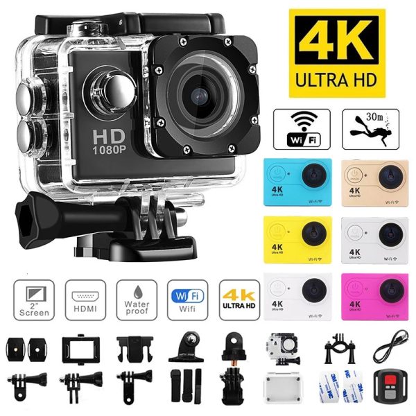 Weatherproof Cameras Original Ultra HD 4K Action Camera 1080P30FPS WiFi 20inch Screen 170D Waterproof Underwater Helmet GO Recording Pro 231025