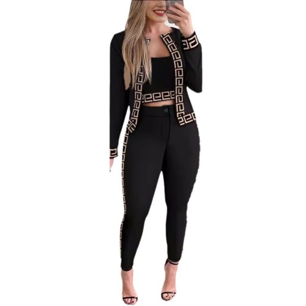 Women Tracksuits Casual Women Clothing Suits Three Pieces Sets Jackets tank and Pants Printed Long Sleeved Outfits Sports Sweatershirt Sets