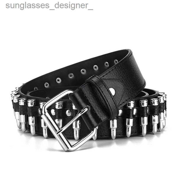 Belts GAOKE Hollow Bullet Decoration Belt Fashion Ladies Leather Studded Gift Man's Goth Rock Wild Adjustable Women Punk Black BeltL231120