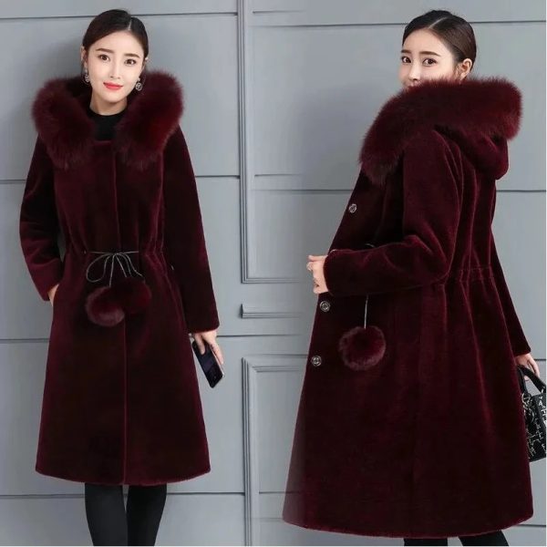 Women's Fur Faux Fur Autumn/Winter Mink Fleece Faux Fur Coat Thicken Women Hooded Parkas Fashion Slim Warm Long Overcoat Female Hooded Faux Coat 231121