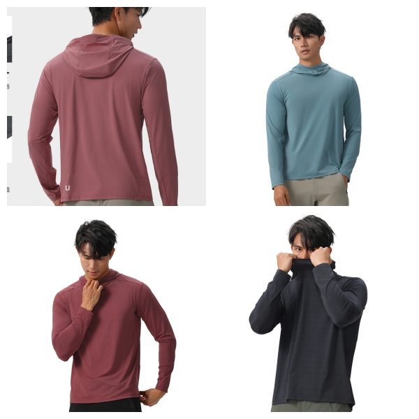 UU-1580 Autumn Men Outdoor Lightweight Breathable Nylon Shirt Leisure Sports Long Sleeve T-shirt Quick-drying Top Hoodies