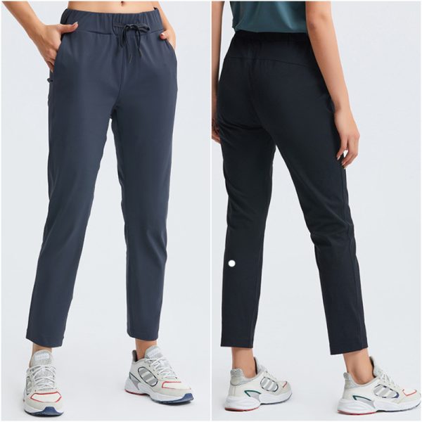 081 Womens Pants Trousers Yoga Loose Ninth Pants Trainer Excerise Sport Gym Running Casual Long Pant Elastic High Waist Drawstring