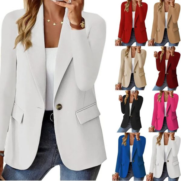 Women's Suits Blazers Women Blazer Coats Autumn Winter Pocket Notched Single Button Slim OL Workwear Business Coat SZE-ST23138 231216