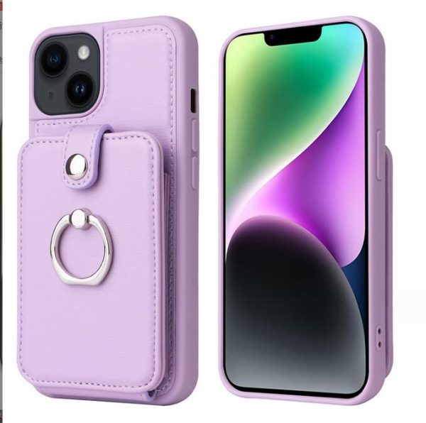 200pcs/lot Creative Phone Cases PU Leather Mobile anti-drop phone Cover For 15 pro max PURPLE