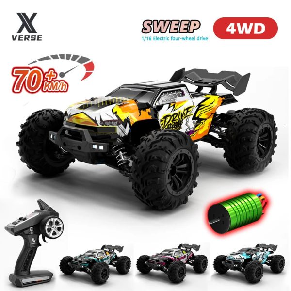 1 16 Brushless RC Car Off Road 4x4 High Speed 70KmH 24G Remote Control with LED Drift Monster Truck Toys for Adults Kids 240103