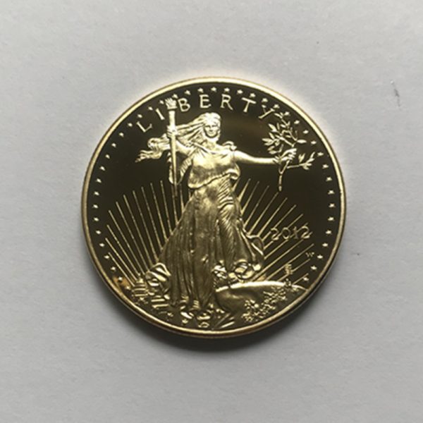 10 Pcs Non Magnetic Freedom Eagle 2012 Badge Gold Plated 32 6 Mm Commemorative American Statue Liberty Drop Acceptable Coins