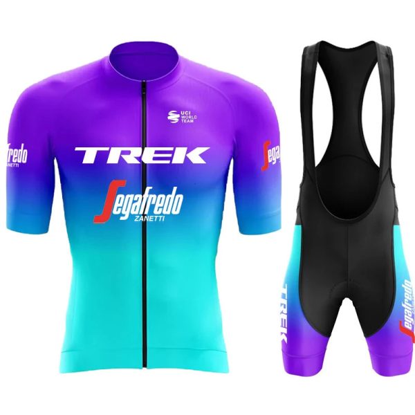 TREK Jersey Cycling Shorts Man Mens Clothes Summer Bib Clothing Laser Cut Blouse Set Sports Sets Bycicle Costume Bike 240113