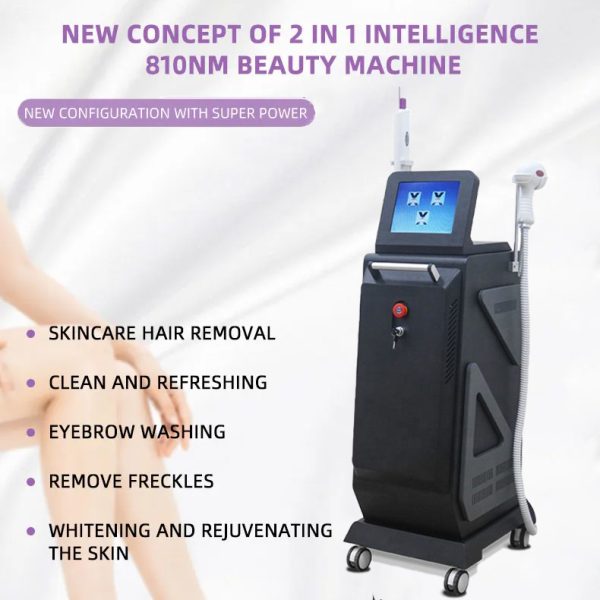 2 in 1 Diode Laser 810nm Painless Hair Removal Ice Point System Picosecond Laser Pigmentation Treatment for Tattoo Washing Mole Freckle Remove