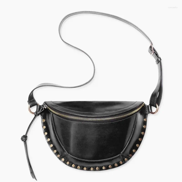 Bag Lady Rivet Decoration Woman Crossbody Genuine Leather Metal Women Shoulder Female Chest Bags Sac A Mian