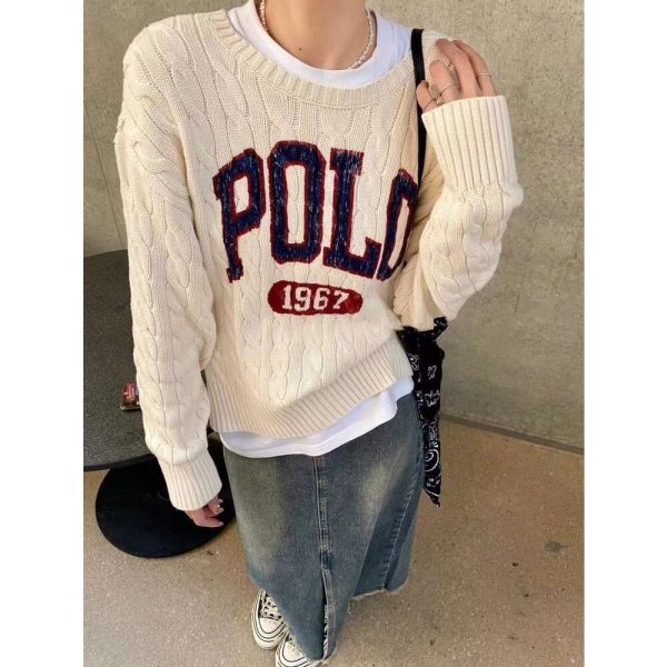 Women's Sweaters 2023 New Hot Selling Trend Knitted Sweater Pullover Women O-neck Long Sleeve Casual Letter High Street Fashion Traf Tops Pulls Femme Mujer PO