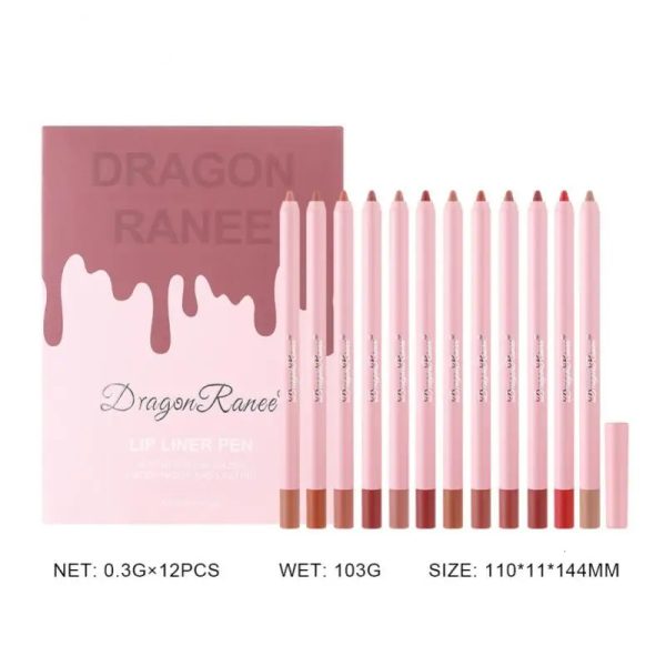 12 PCSSet Women Waterproof Lip Liner Makeup Set Long Lasting Matte Velvet Lipsticks Lip Pencil Pen Fashion Cosmetic Tools 240123